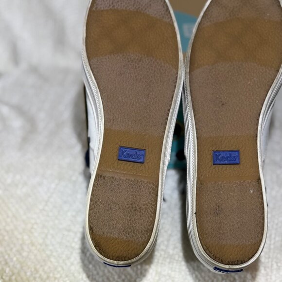 Keds x kate spade Platform Sneakers 9M White/Blue Glitter Dots EUC w/ Box - Picture 4 of 8